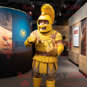 Yellow Roman Soldier mascot...