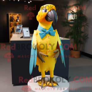 Gul Macaw maskot kostume...
