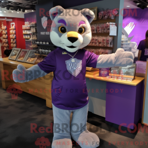 Purple Puma mascot costume...