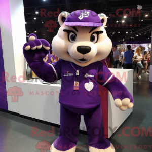 Purple Puma mascot costume...