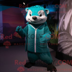 Teal Badger maskot kostume...