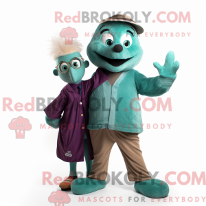 Teal Plum mascot costume...