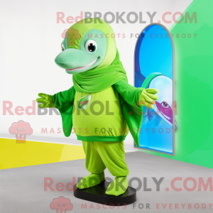 Lime Green Dolphin maskot...