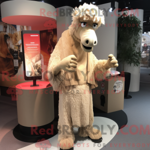 Beige Camel maskot kostume...