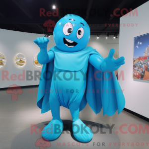 Cyan Superheld Maskottchen...