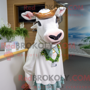 White Guernsey Cow mascot...