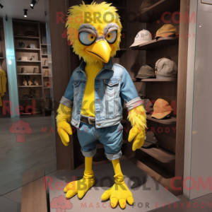 Yellow Hawk maskot kostume...