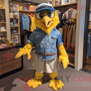 Yellow Hawk maskot kostume...