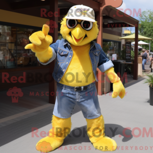 Yellow Hawk maskot kostume...