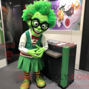 Green Evil Clown mascot...