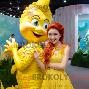 Yellow Mermaid mascot...