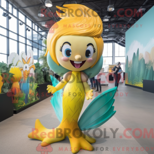 Gul havfrue maskot kostume...