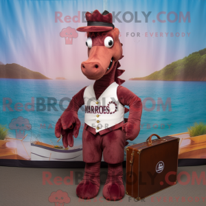 Maroon Sea Horse mascot...