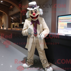 Beige Evil Clown mascot...