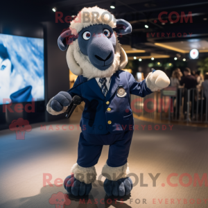 Navy Merino Sheep mascot...