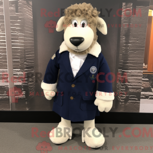 Navy Merino Sheep mascot...