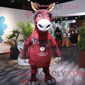 Maroon Okapi maskot kostume...