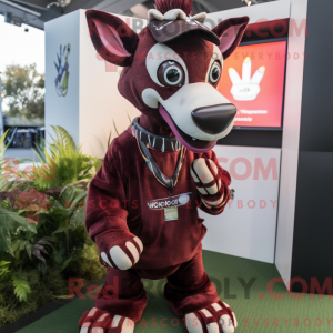 Maroon Okapi maskot kostume...