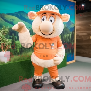 Peach Merino Sheep mascot...