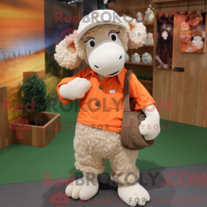 Peach Merino Sheep mascot...