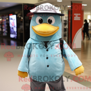Cyan Penguin mascot costume...