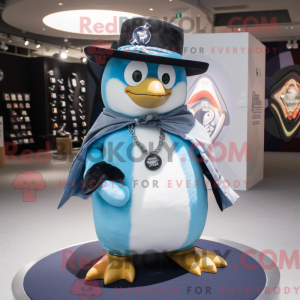 Cyan Penguin maskot kostume...