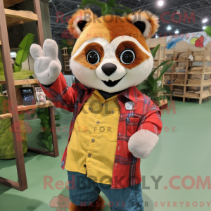 Gul Rød Panda maskot...