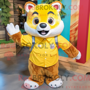 Gul Rød Panda maskot...