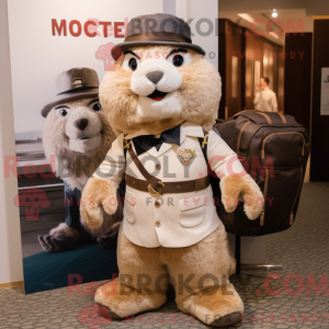 Beige Marmot mascot costume...