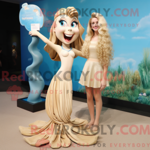 Beige Mermaid mascot...