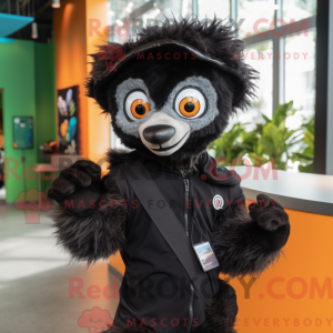 Sort Lemur maskot kostume...