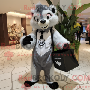 Sølv Skunk-maskotdraktfigur...
