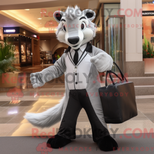 Silver Skunk mascot costume...