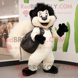 Cream Skunk maskot kostume...