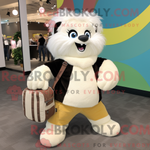 Cream Skunk maskot kostume...
