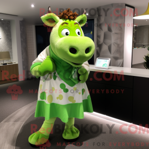 Lime Green Cow mascot...