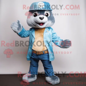 Sky Blue Otter maskotka w...