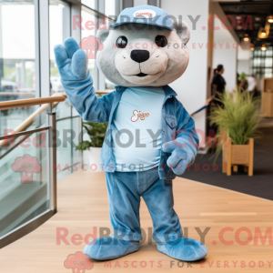 Sky Blue Otter maskot...