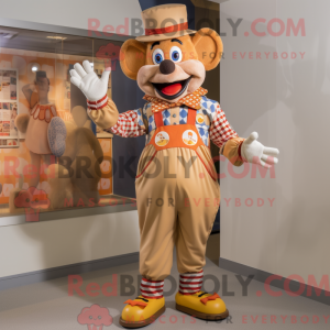 Tan Clown maskot kostume...