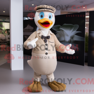 Beige Swans mascot costume...
