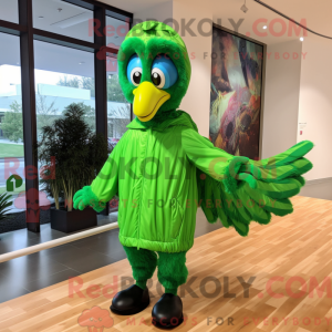 Lime Green Peacock mascot...