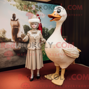 Beige Swans mascot costume...