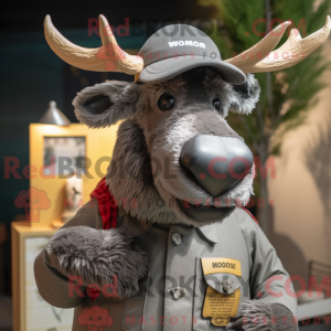 Gray Moose mascot costume...