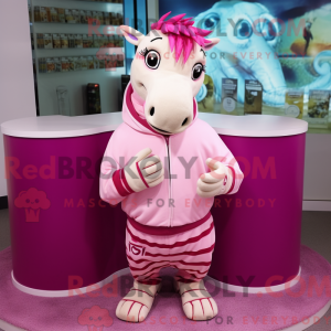 Pink Quagga mascot costume...