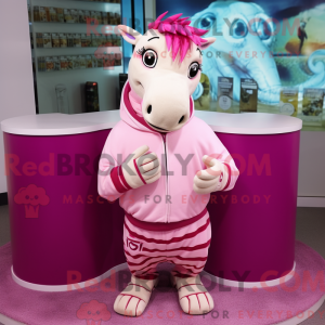 Pink Quagga maskot kostume...