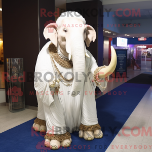 Hvid Mammoth maskot kostume...