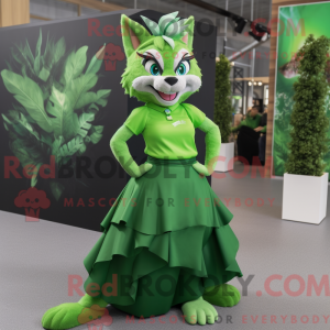 Grønn Lynx-maskotdraktfigur...