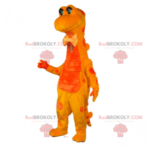 Gul dinosaurie maskot med fluga - Redbrokoly.com