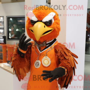 Orange Eagle mascot costume...