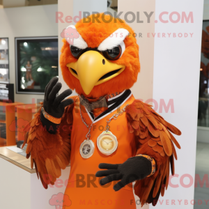 Orange Eagle maskot kostume...